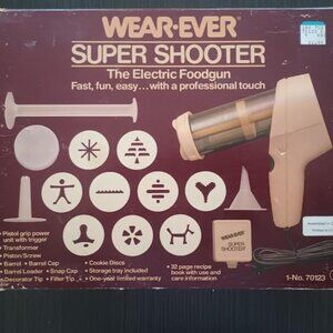 VINTAGE WEAR-EVER SUPER SHOOTER ELECTRIC FOODGUN COOKIE PRESS RECIPE BOOK #70123